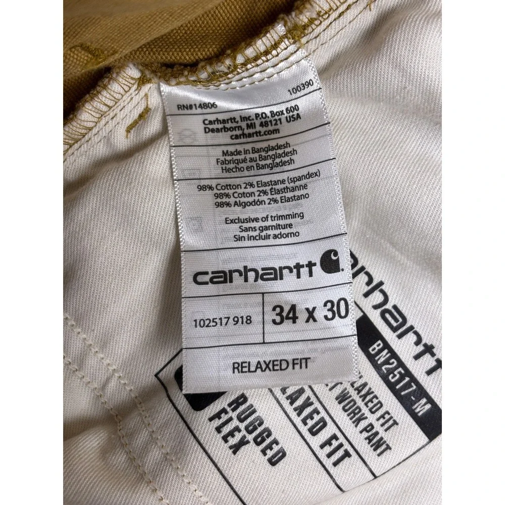Carhartt Mens Rugged Flex Relaxed Fit Duck Work Pants Brown 34x30 102517 918